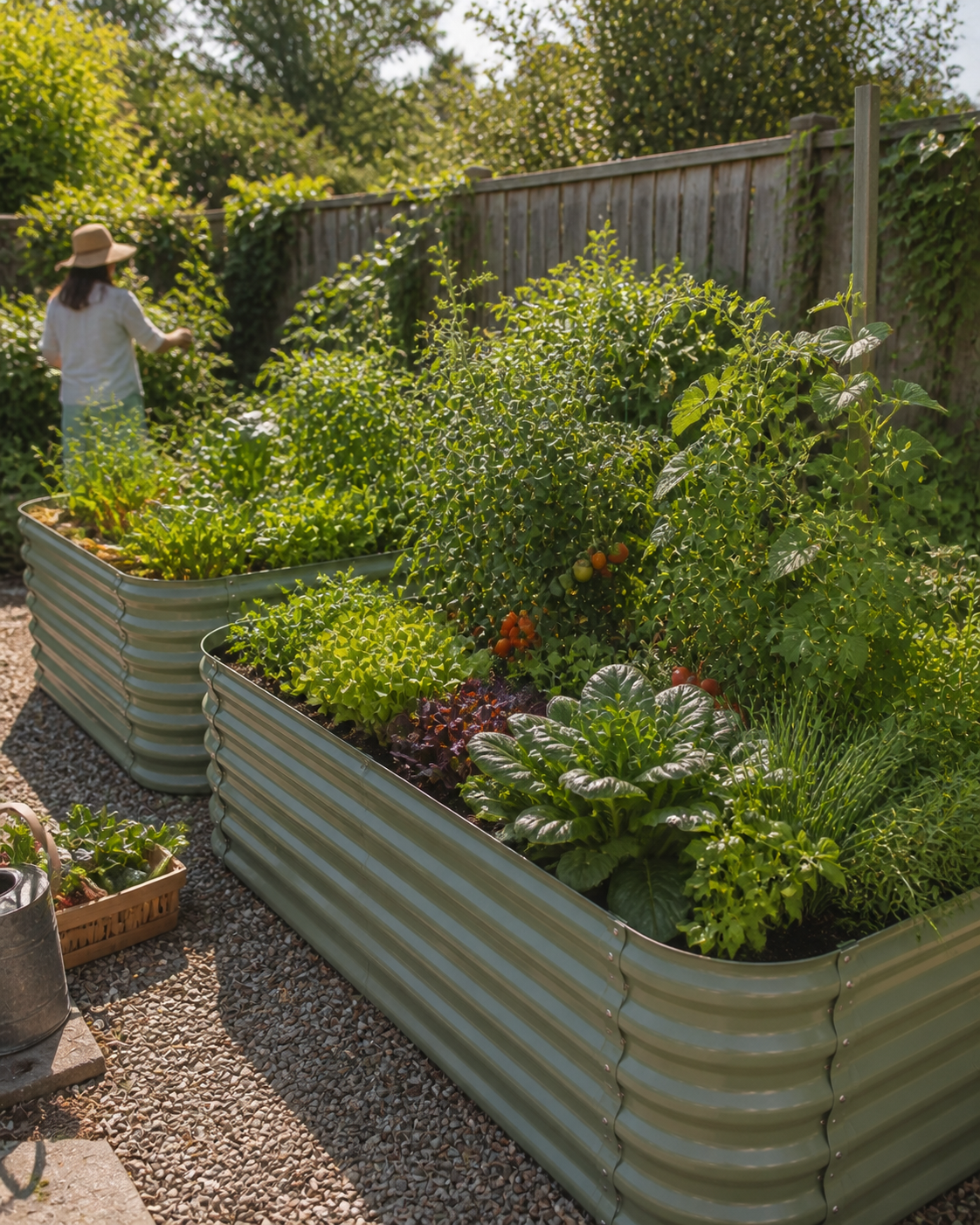 Watering setup for raised garden beds